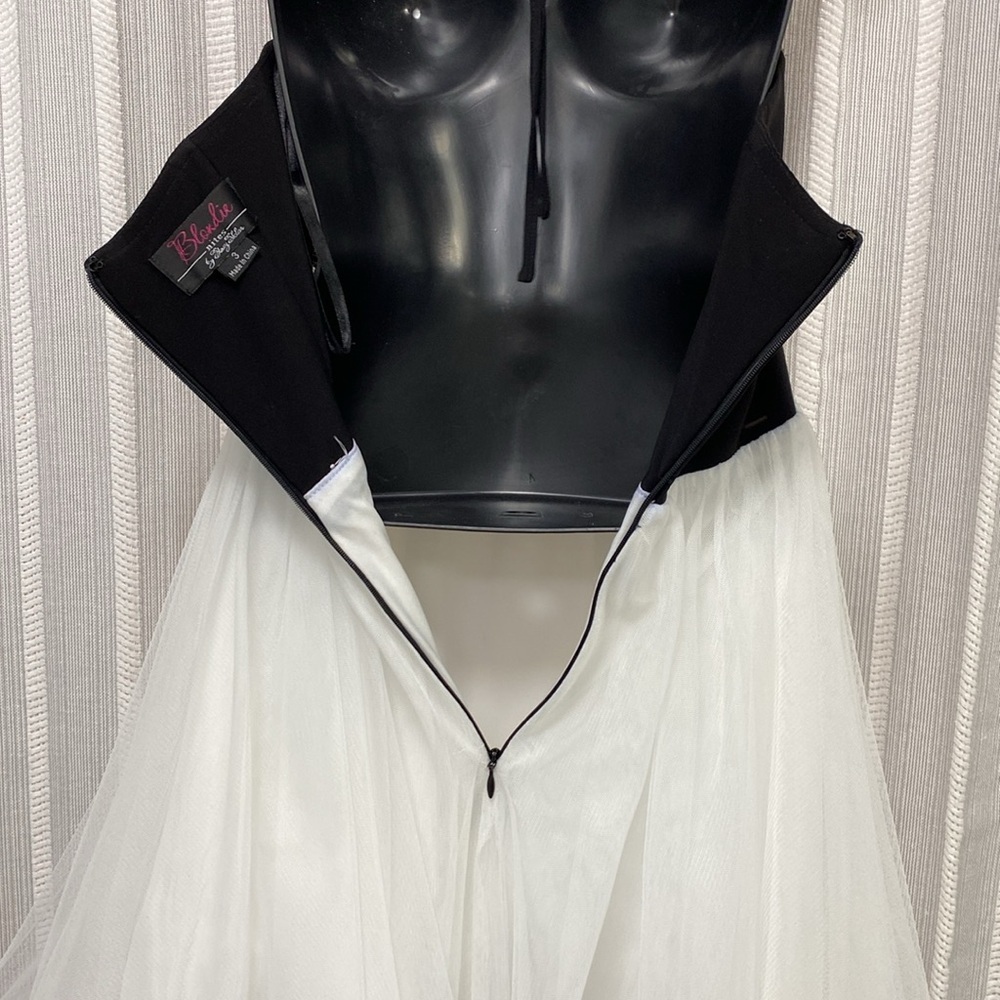 Blondie Nites Short Halter Dress Black White and Gold Homecoming Prom Size 3 EUC - Picture 8 of 13